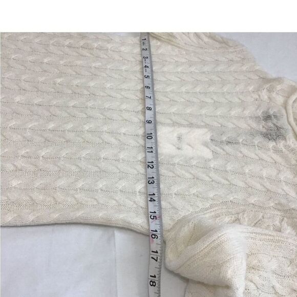 Theory White Ivory Cashmere Cable Mock Neck Sweater New With Tag Size P (S) - Picture 4 of 7